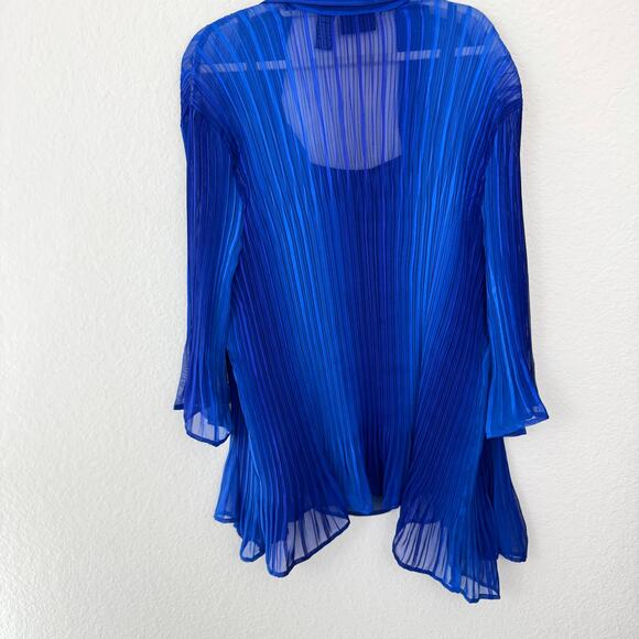 Maggie Barnes Womens Pleated Blouse Tank Set Size 5X Flowy Sheer Classic Blue - Picture 2 of 7